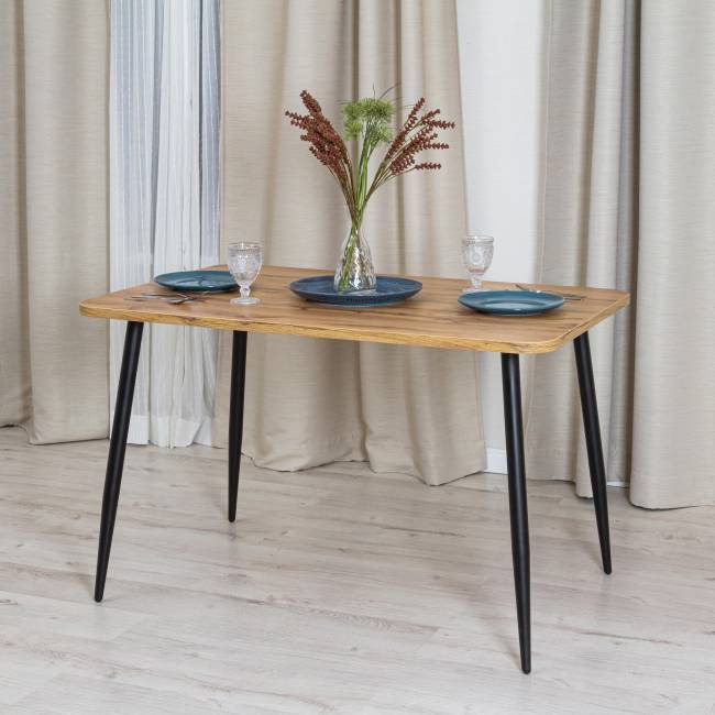 Стол PLUTO ЛДСП/металл, 120x80x77 см, Дуб вотан/Черный Дуб вотан/Черный ЛДСП/металл