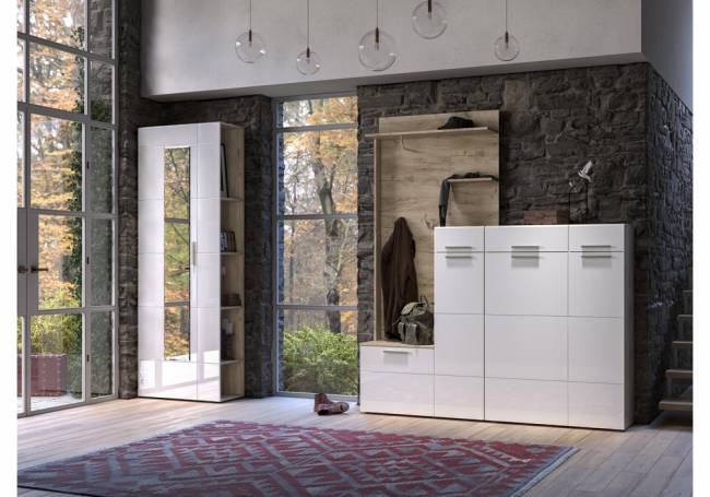 Лайн 10.141 дуб серый craft K 002 PW / белый глянец пвх