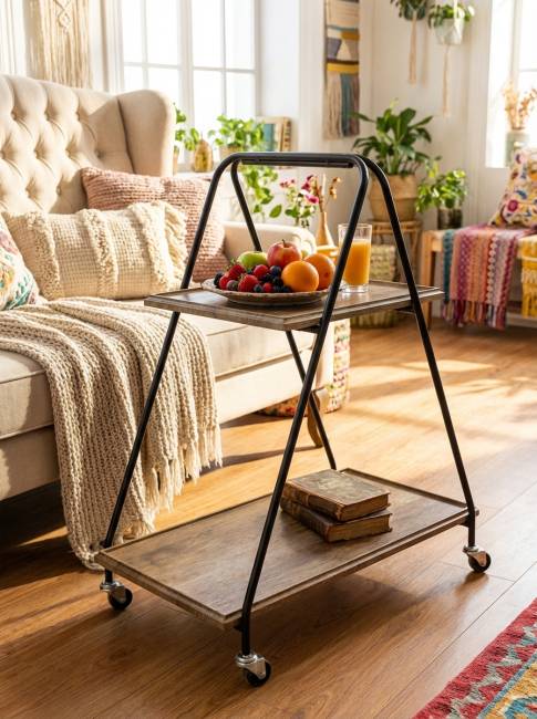 Стол сервировочный Милн черный/дуб крымский состаренный